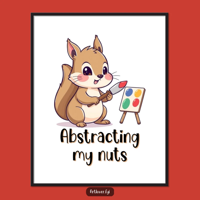 Funny Squirrel Artist Digital Print: Instant Art Download, Perfect Funny Gift