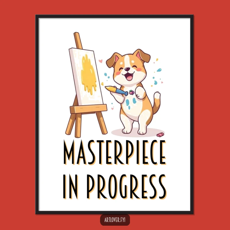 Funny Dog Artist Digital Print: Instant Laughs with this Hilarious Canine Creation!