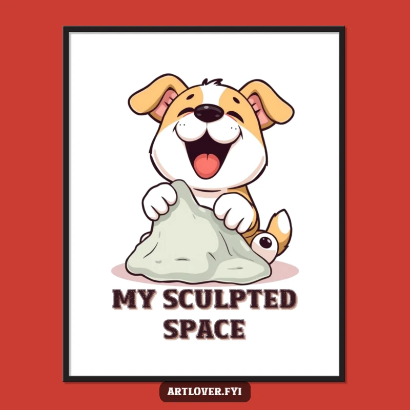 Funny Dog Sculptor Digital Art: Creative Canine Crafts Clay, Instant Funny Gift Download
