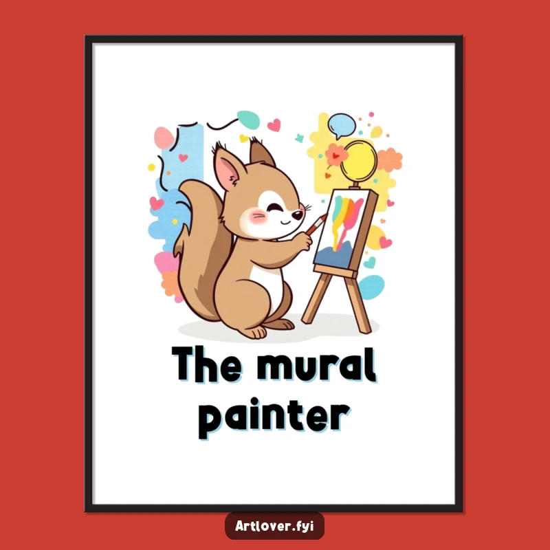 Funny Squirrel Mural Digital Art: Instant Artistic Decor