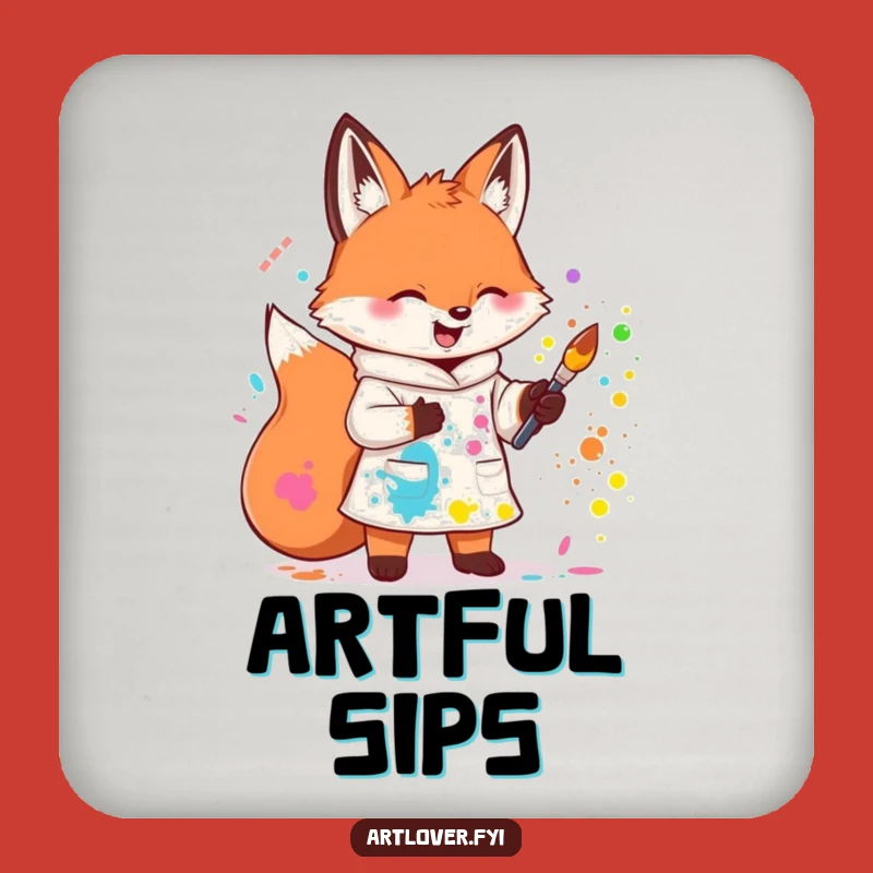 Funny Fox Artist Smock Coaster: Protect Surfaces with Artistic Flair