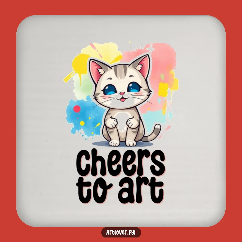 Funny Cat Artist Coaster, Abstract Art Protector for Your Table