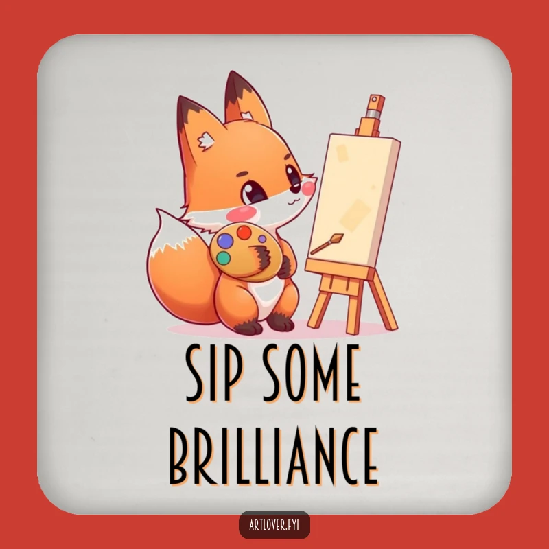 Funny Artist Fox Coaster: Palette Cheek Protection - Great Gift!