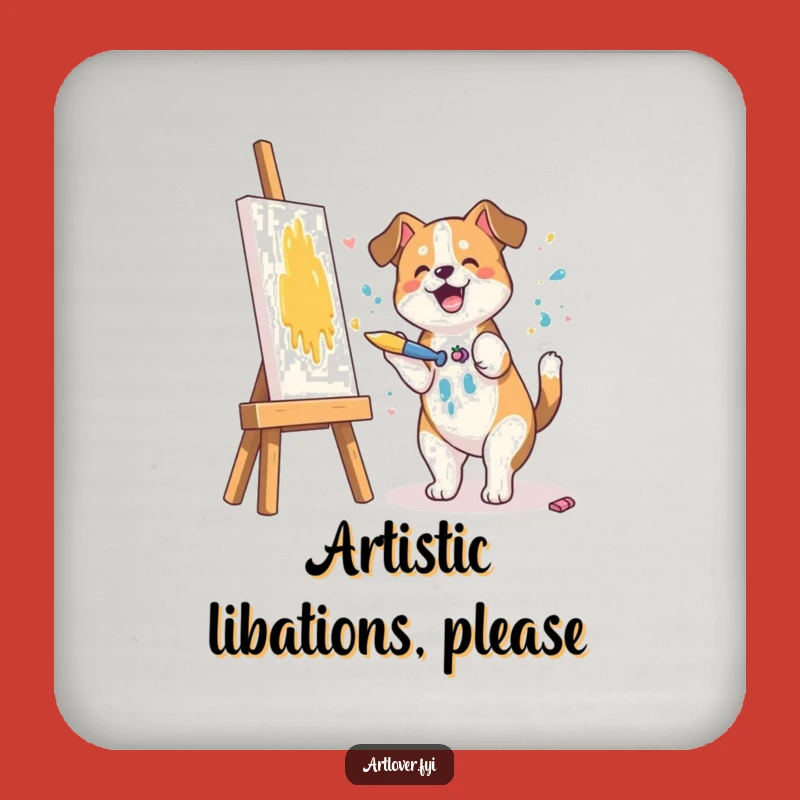 Funny Dog Artist Coaster: Protect Surfaces with this Hilarious Painter Pooch!