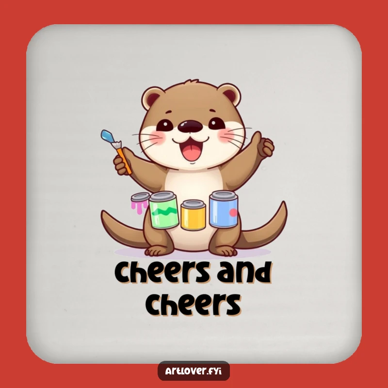Funny Otter Artist Drink Coaster: Balance Drinks with Art, Perfect Funny Gift!