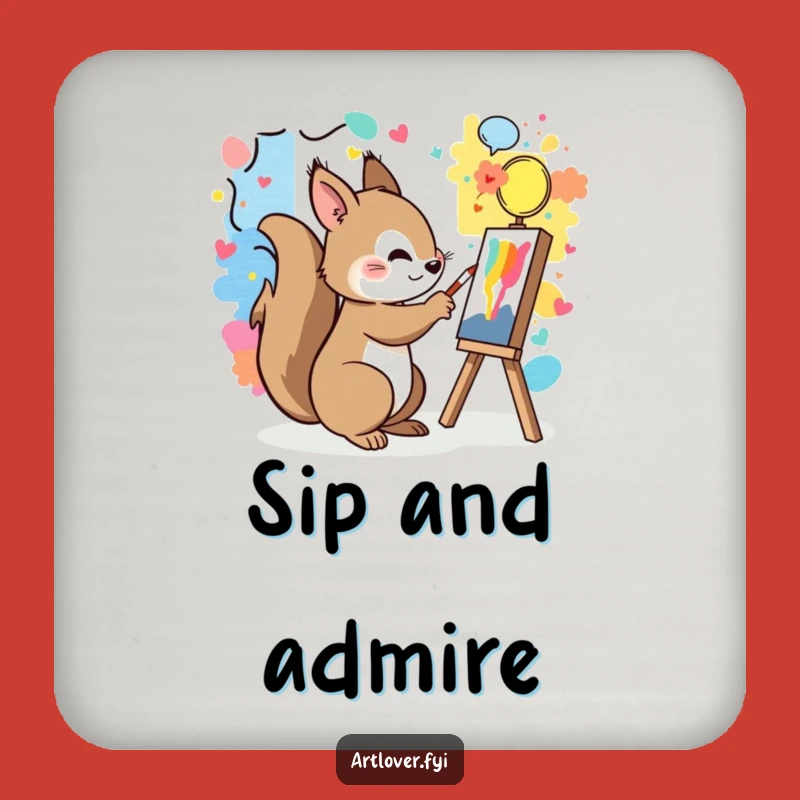 Funny Squirrel Mural Coasters: Protect Surfaces with Artful Flair