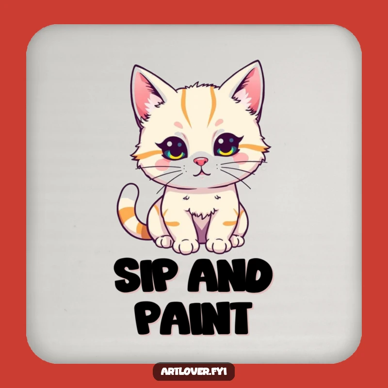 Funny Cat Artist Coaster: Creative Kitty Paints Brightly, Protect Surface Funny Gift
