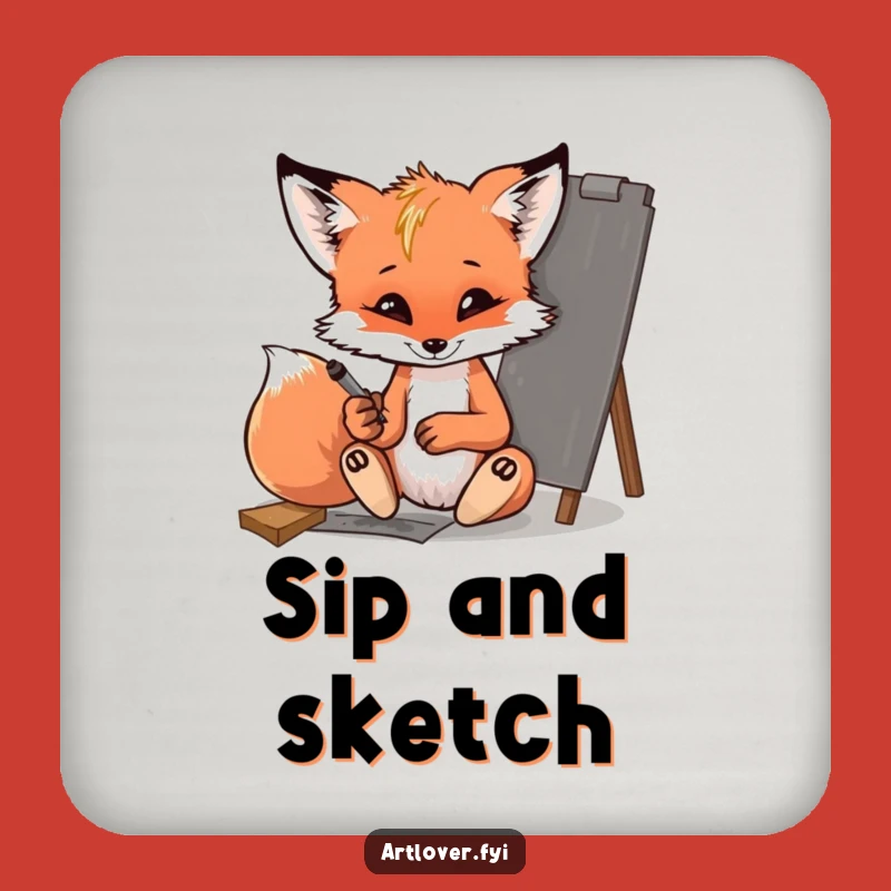 Funny Fox Cub Coaster Set - Protect Furniture with Artistic Charm