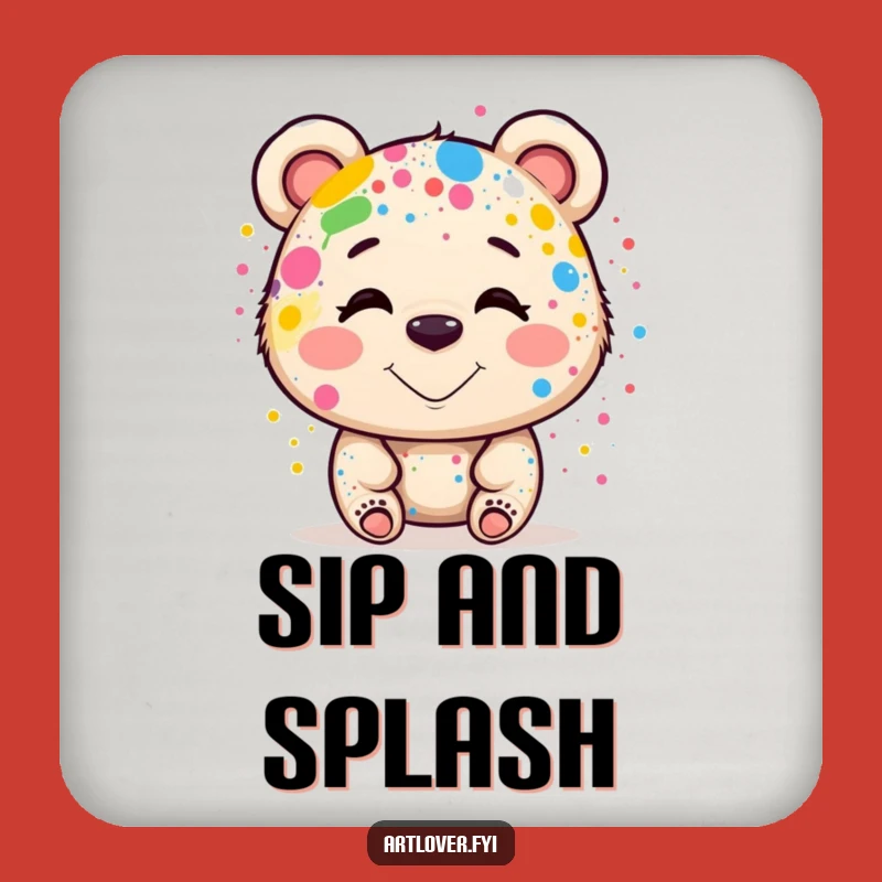 Funny Bear Artist Drink Coaster: Protect Surfaces with Color, Perfect Funny Gift!