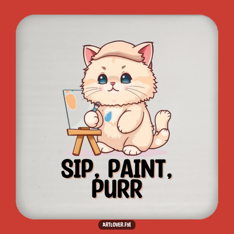 Funny Cat Artist Drink Coasters: Protect Surfaces with Artistic Charm!