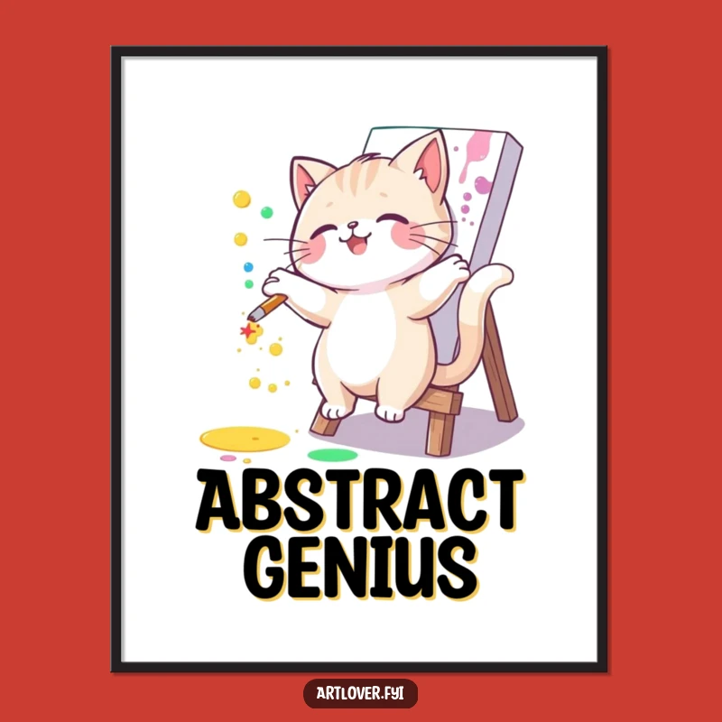 Funny Paint Cat Poster: Joyful Artist Feline Art, Ideal Humorous Gift Decor