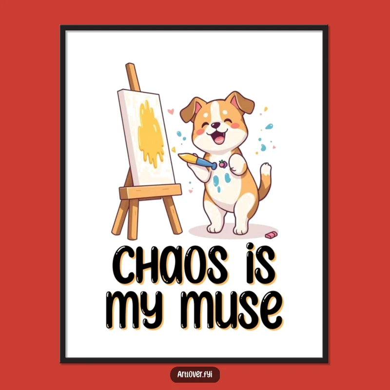 Funny Dog Art Poster: Brighten Your Walls with this Hilarious Canine Painter!