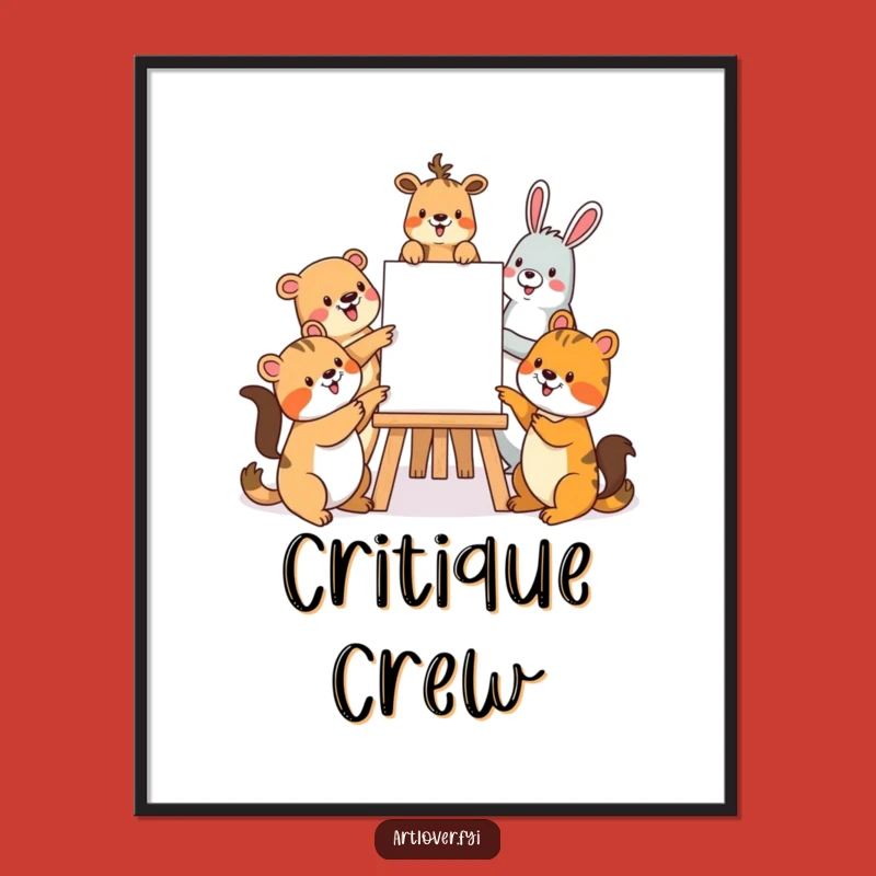 Funny Animal Art Poster: Gathering of Critters, Creative Wall Art Funny Gift
