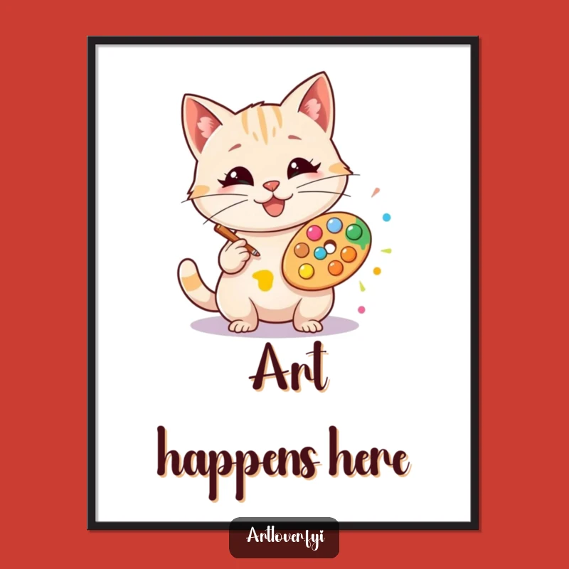 Funny Artist Cat Poster: Colorful Art Print, The Ultimate Funny Gift!