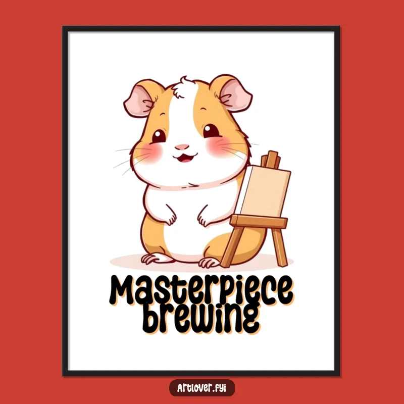 Funny Artist Guinea Pig Poster: Smiling Creator for Your Wall Art