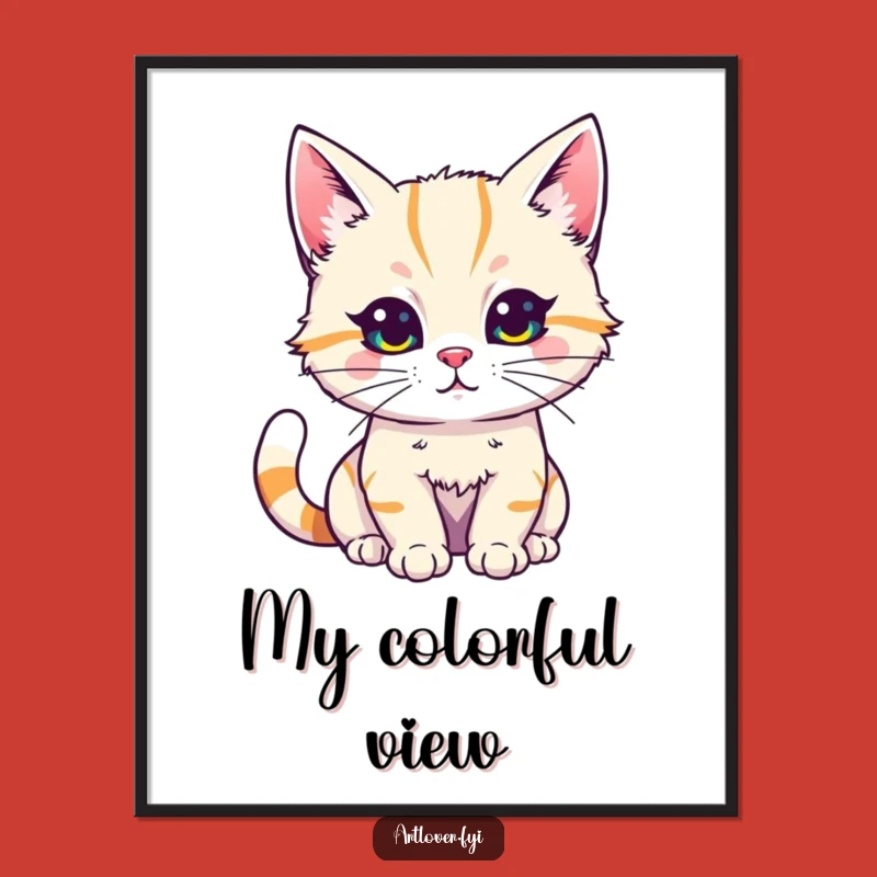 Funny Cat Artist Poster: Creative Kitty Paints Brightly, Colorful Wall Art Funny Gift