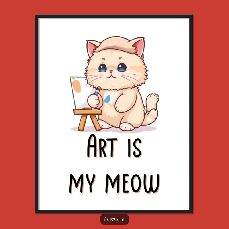Funny Cat Artist Poster: Decorate Your Space with Artistic Feline Fun!