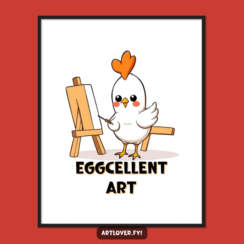 Funny Chicken Artist Poster: Creative Pecking Art, Great Funny Gift for Walls!
