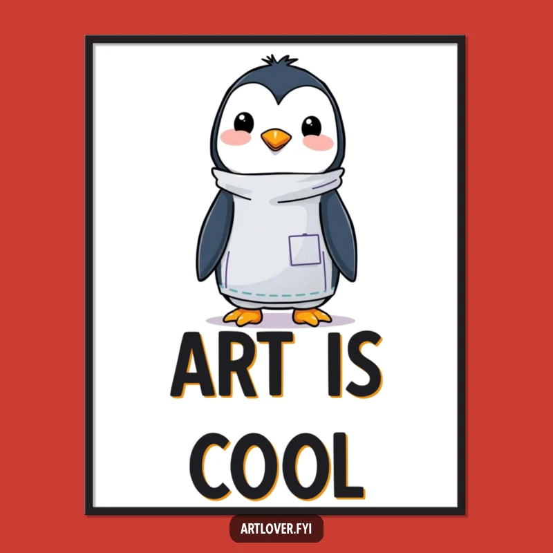 Funny Penguin Artist Poster - Vibrant Wall Art for a Creative & Humorous Space