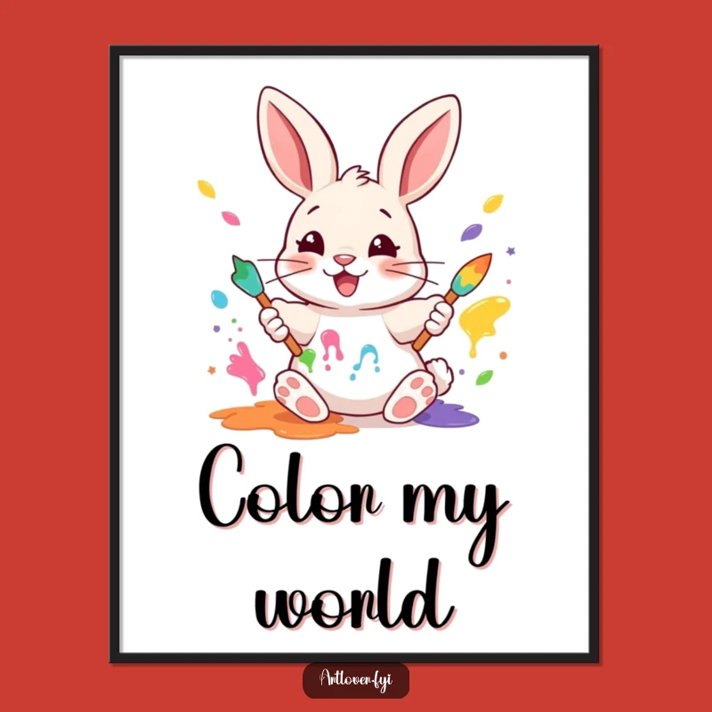 Funny Rabbit Painter Poster: Decorate Your Space with Artistic Cheer!