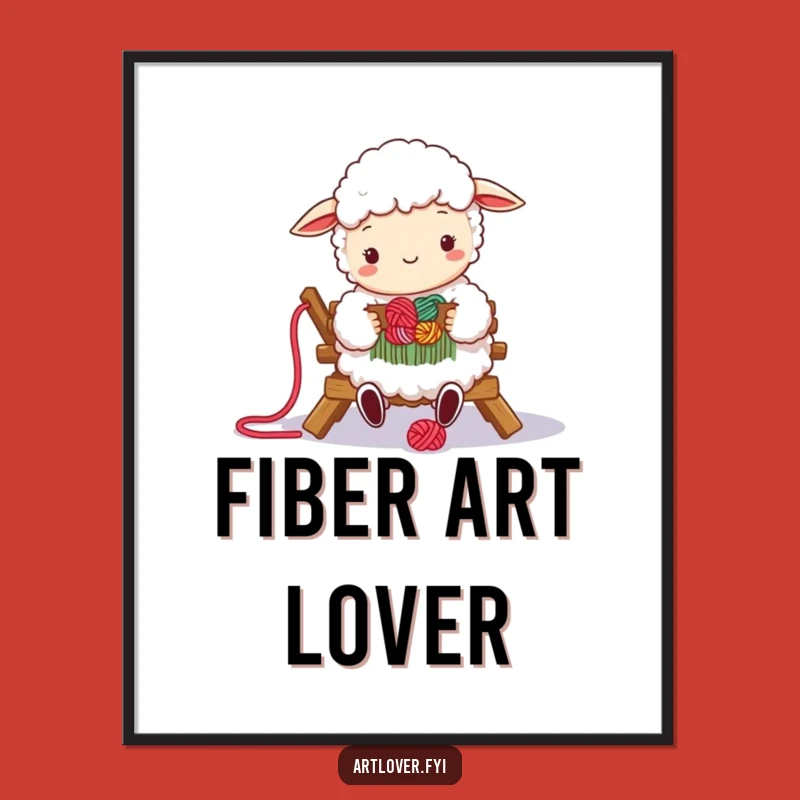 Funny Sheep Weaver Poster: Colorful Yarn Art, Creative Wall Art Funny Gift