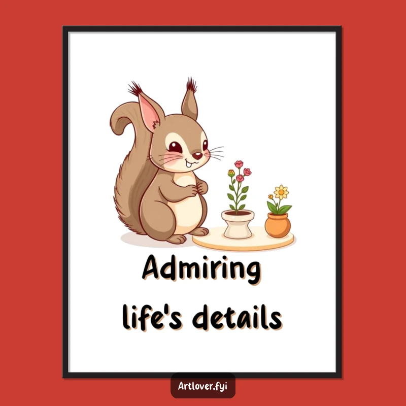 Funny Squirrel Poster: Miniature Art Appreciation - Whimsical Wall Decor!