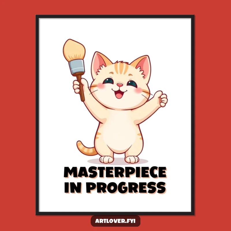 Funny Poster: Triumphant Kitten Artist Inspiring Wall Art - Great Funny Gift!