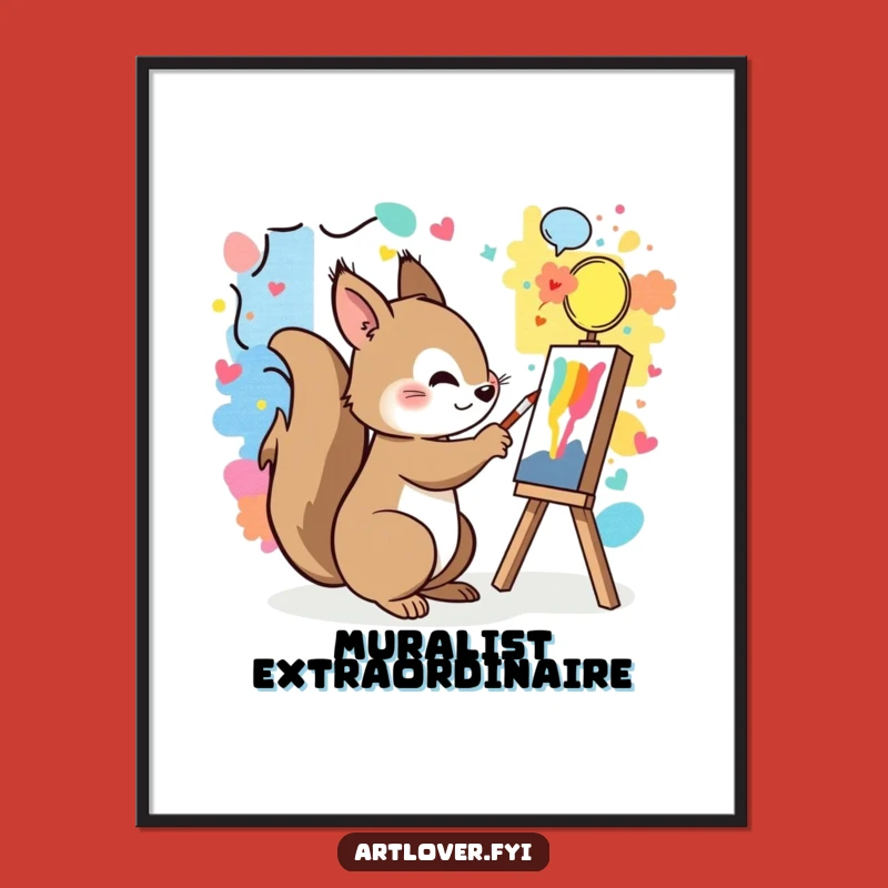 Funny Squirrel Mural Poster: Decorate with Woodland Artistry
