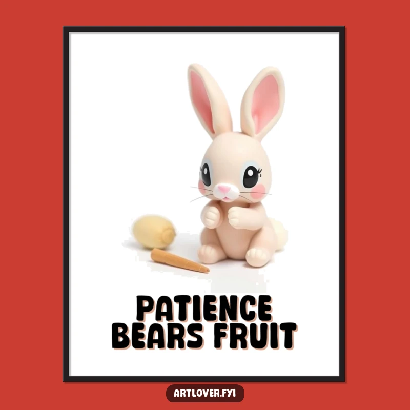 Funny Rabbit Art Poster: Decorate with Focused Bunny Creativity, Perfect Gift!