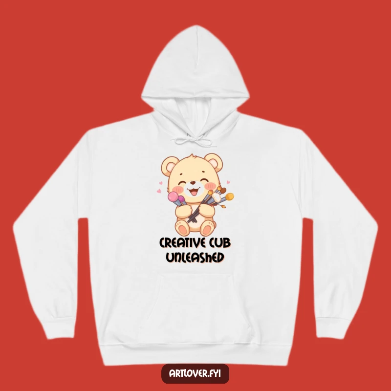 Funny Artist Bear Cub Hoodie: Cozy Brush Hug - Ideal Gift!