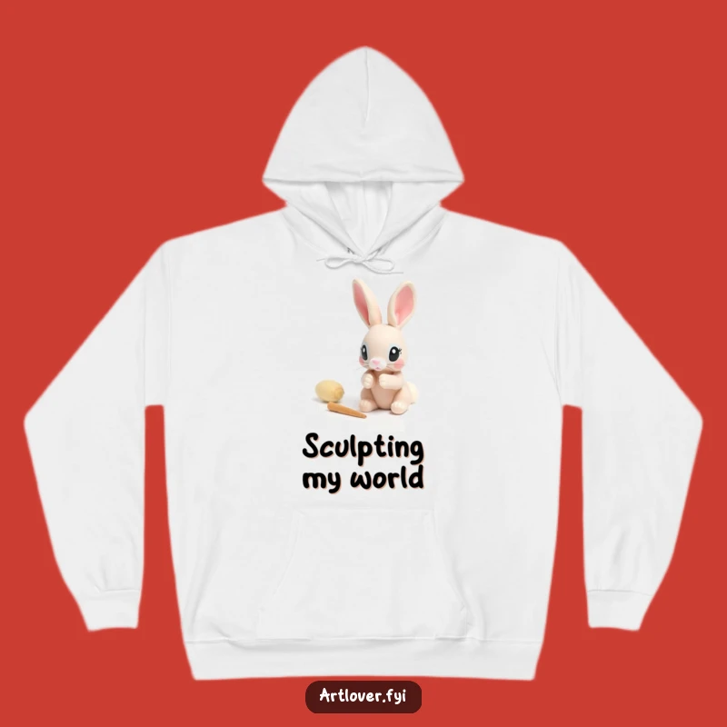 Funny Rabbit Sculptor Hoodie: Cozy Up with this Focused Artisan Bunny!