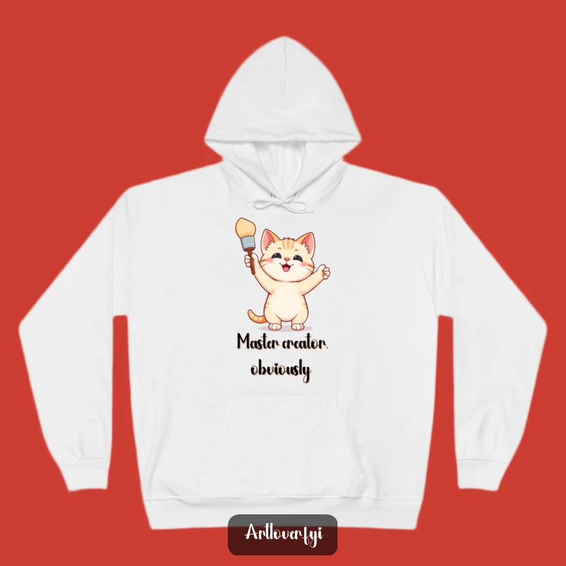 Funny Hoodie: Cozy Kitten Painter - Warm Your Soul with Artful Humor!