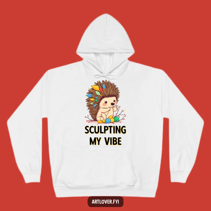 Funny Hedgehog Sculpture Hoodie: Cozy Artist Vibes, Perfect Warm Funny Gift
