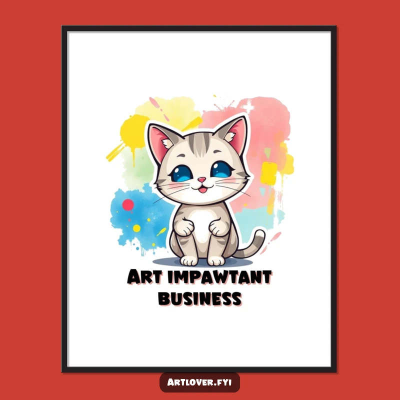 Free Printable Wall Art: Cat Artist, Abstract Art, Downloadable Decor, DIY Gift