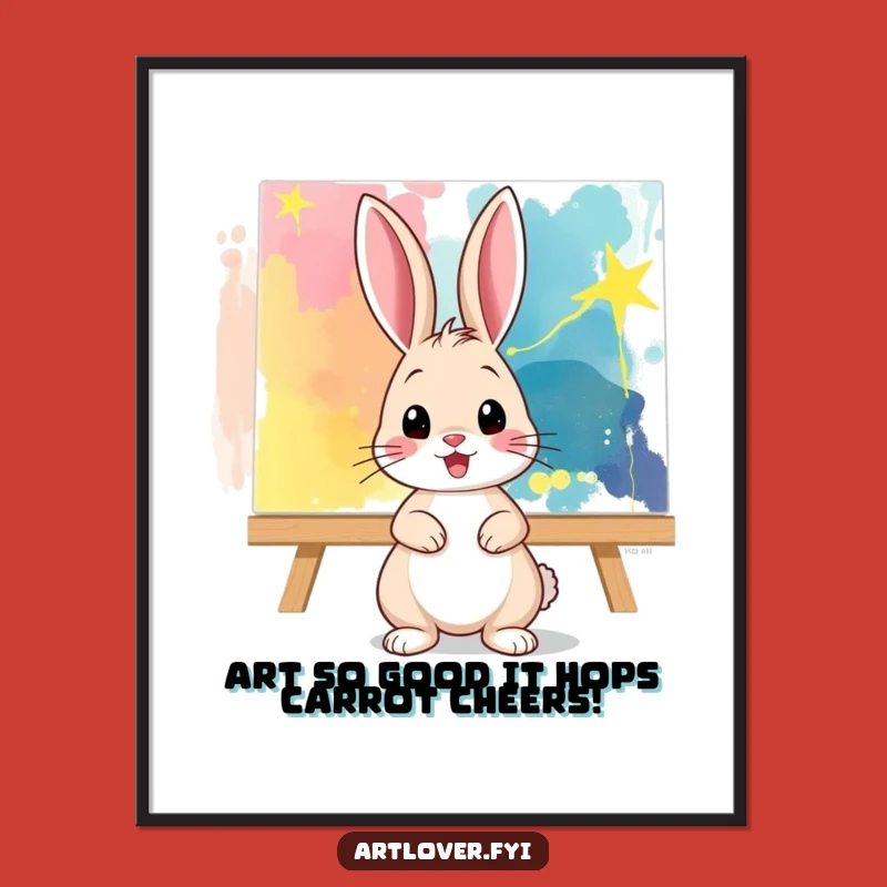 Funny Free Printable Wall Art: Bunny Artist, Downloadable DIY Decor
