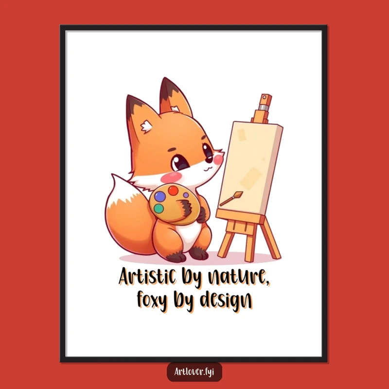 Funny Free Printable Wall Art: Enthusiastic Fox Artist Downloadable Art Gift!