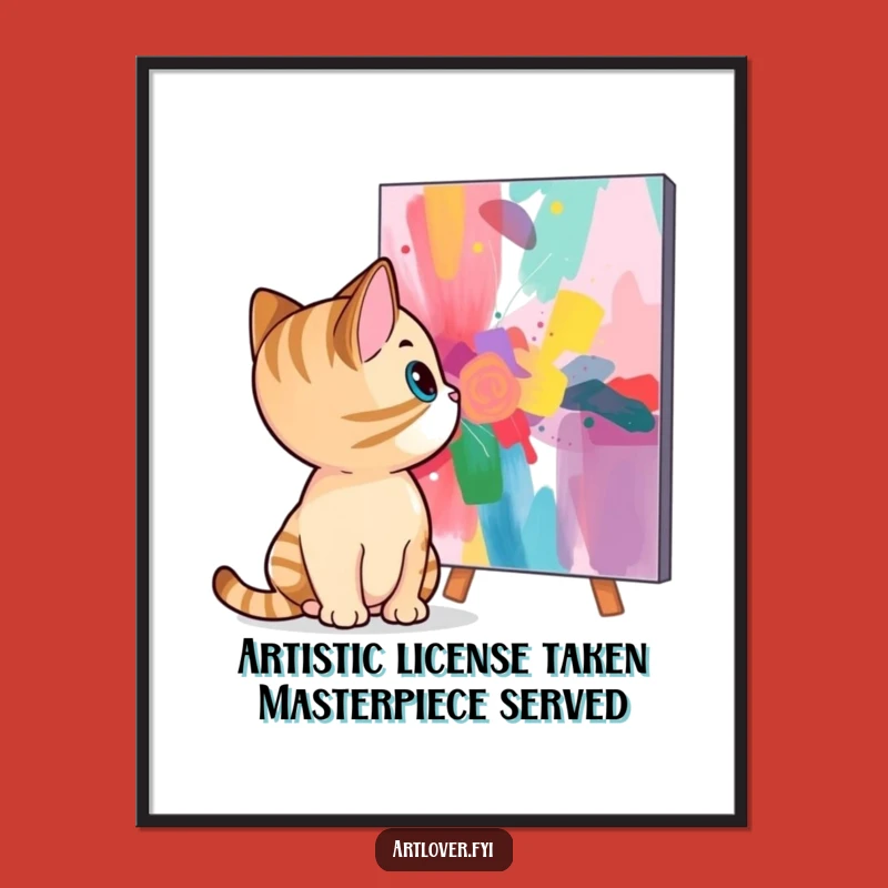 Funny Free Printable Wall Art: Curious Cat Art Critic, Quirky Downloadable Decor