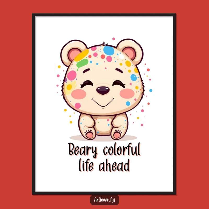 Funny Free Printable Bear Artist Wall Art: Colorful DIY Downloadable Decor for Studios