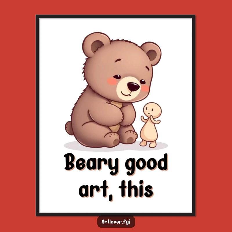 Free Printable Bear Cub Artist Wall Art: Funny Clay Figure Admirer Downloadable Artwork