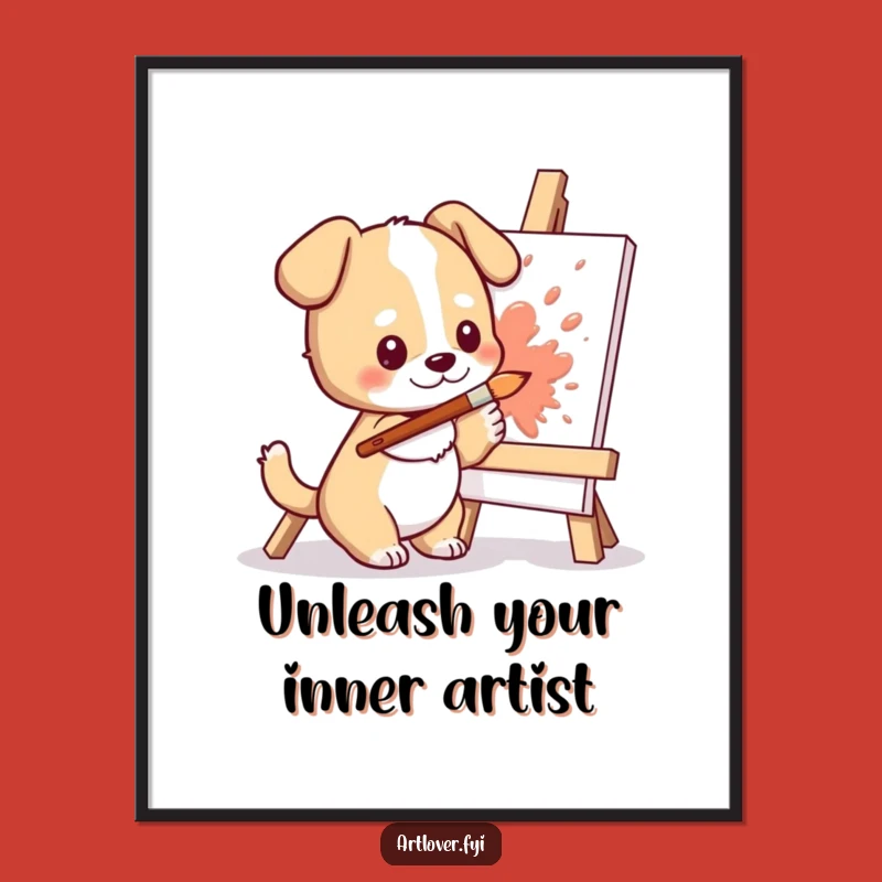 Free Printable Dog Artist Wall Art: Cute Cartoon Downloadable Decor