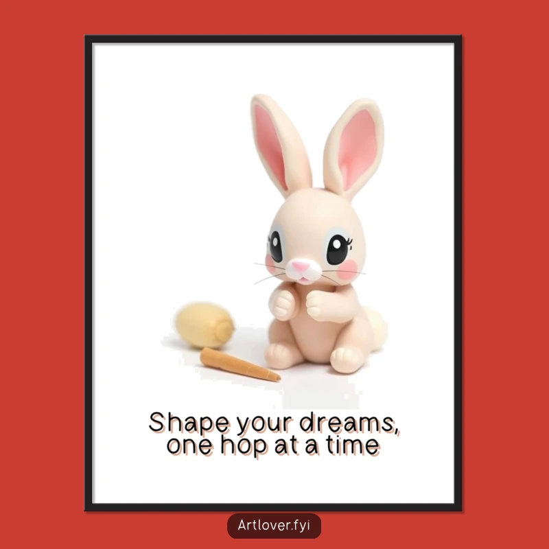 Free Printable Rabbit Art Wall Art - Focused Sculptor Bunny Downloadable