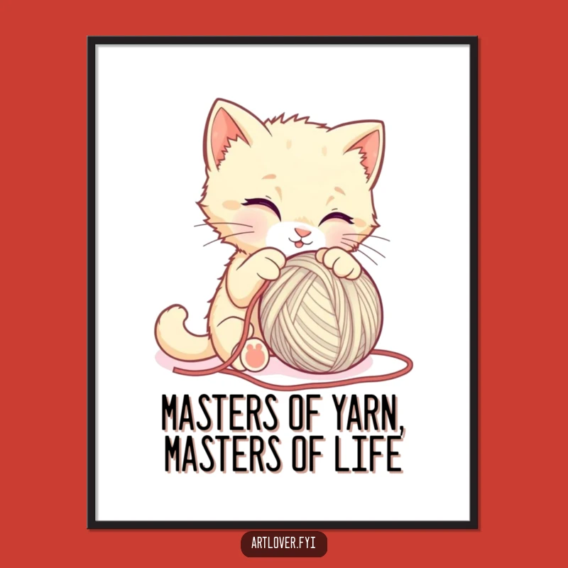 Free Printable Wall Art: Funny Kitten Sculpting Yarn, Hilarious Downloadable Decor