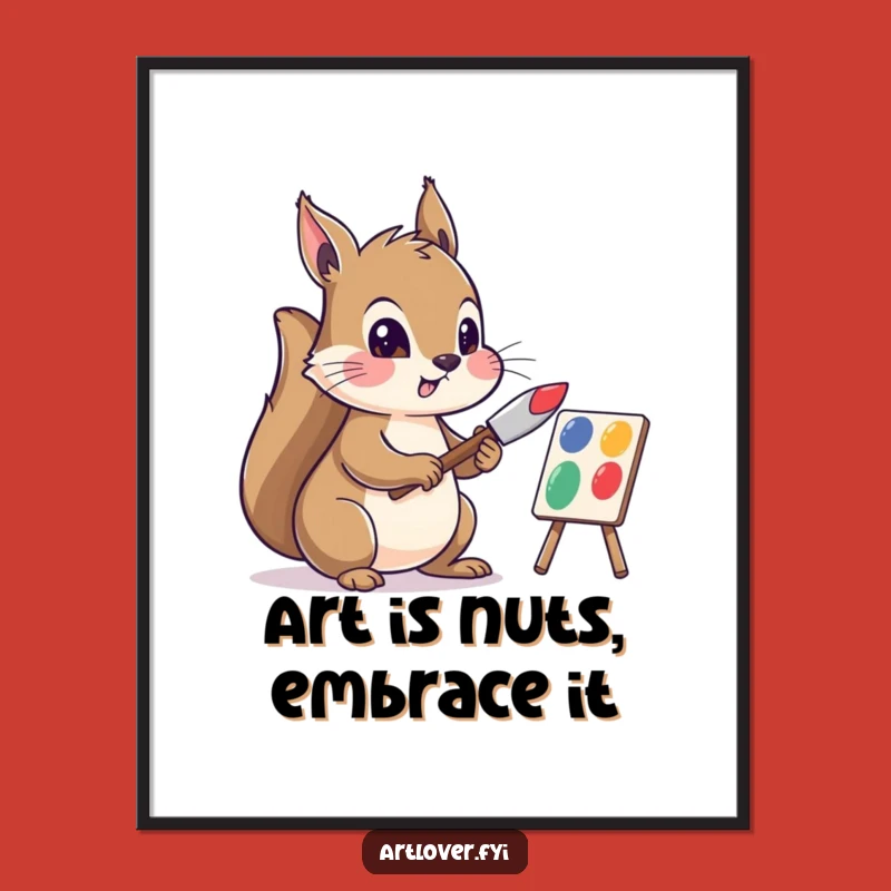 Free Printable Wall Art: Funny Squirrel Artist Painting, Modern DIY Downloadable Decor