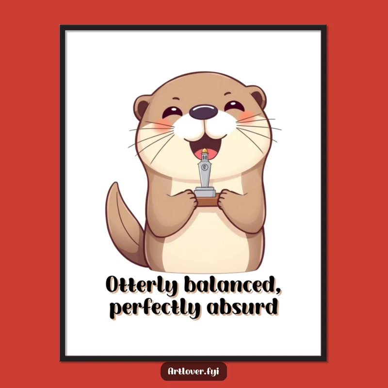 Funny Free Printable Wall Art: Joyful Otter Balances Sculpture Downloadable Decor