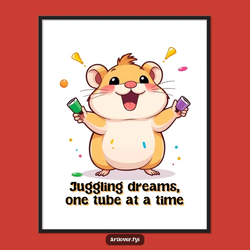 Funny Free Printable Wall Art: Hamster Juggling Paint Tubes for a Quirky Downloadable Gift