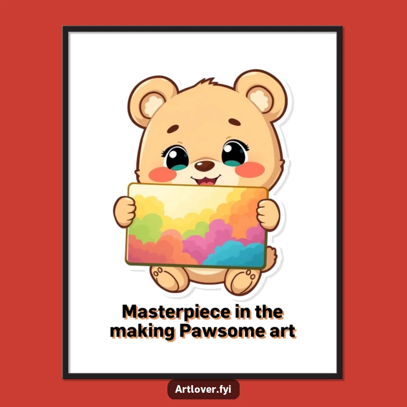 Funny Free Printable Wall Art: Happy Bear Cub Artist, Proudly Displaying Art, Home Decor