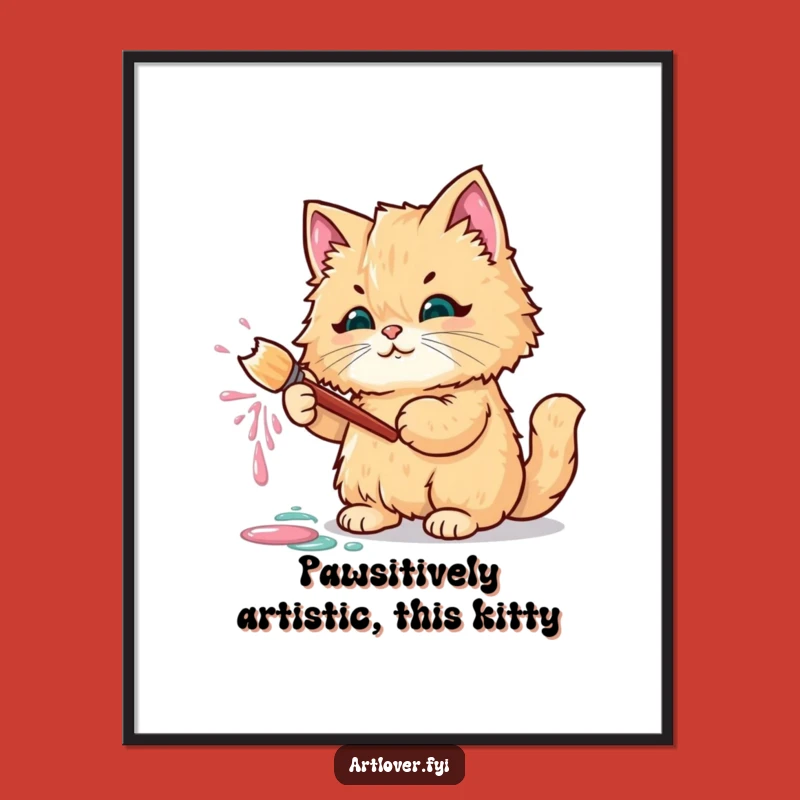Funny Free Printable Wall Art: Cat Artist Splatter - Quirky Decor!