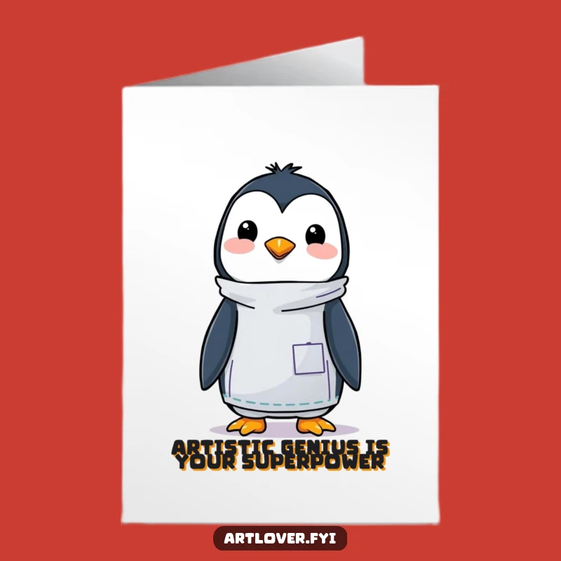 Free Printable Birthday Card: Funny Penguin Artist DIY Gift for Creative Souls
