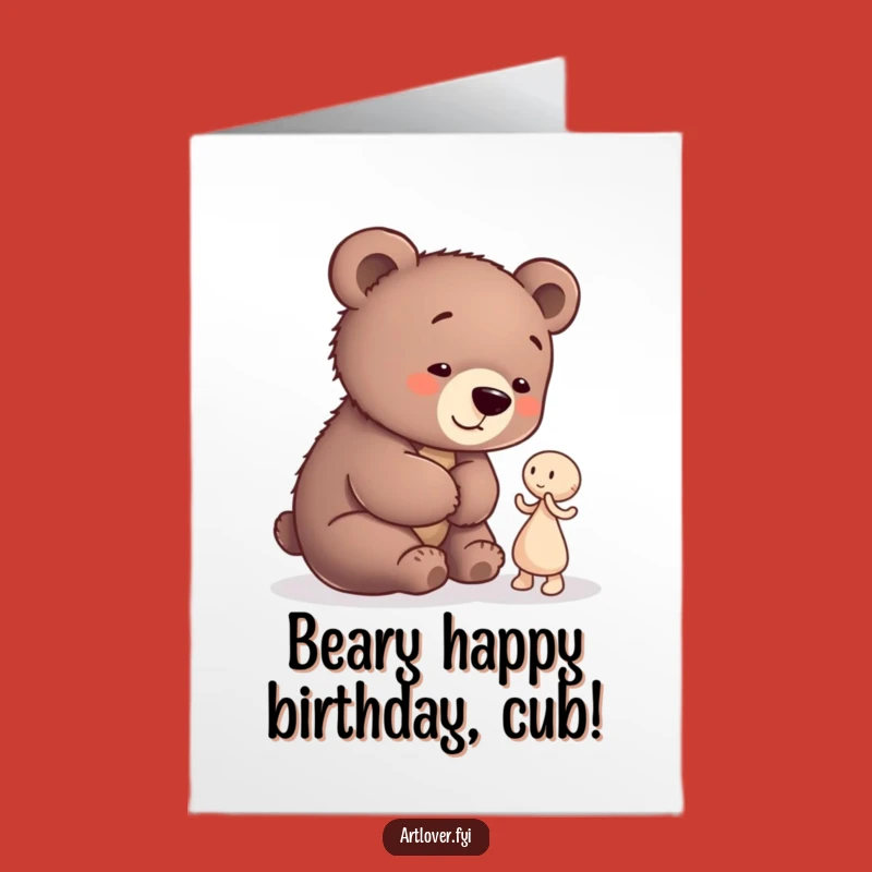 Free Printable Bear Cub Artist Birthday Card: Funny Clay Figure Admirer Downloadable Gift