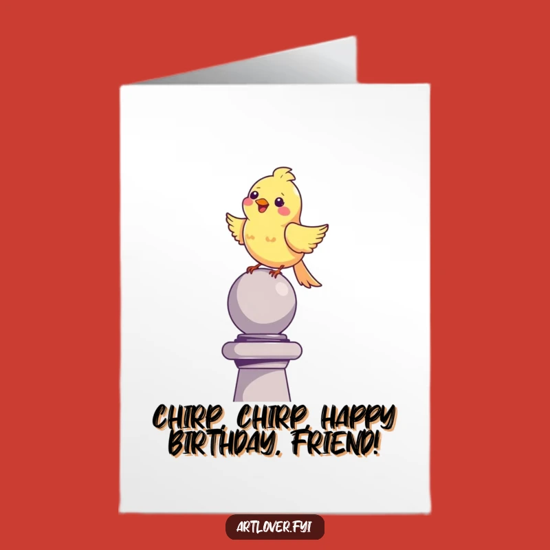Free Printable Birthday Card: Happy Bird Perched, Funny Downloadable Gift for Chirpy Celebrations